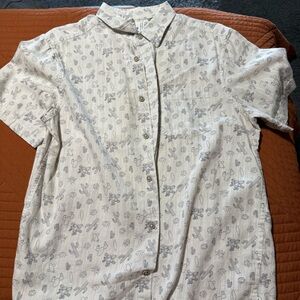 White Cactus Print Casual Button Down Shirt